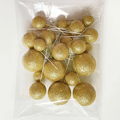 GLITTER FAUX STYROFOAM BALLS CAKE TOPPERS
