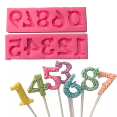 EMBELLISHED NUMBERS MOULD 0-9 WITH LOLLIPOP HOLE