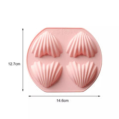 RIDGE SHELL HEART CHOCOLATE MOULD 4 CAVITY