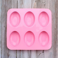 6 CAVITY OVAL SOAP SHAPE MOULD (RANDOM COLOUR)