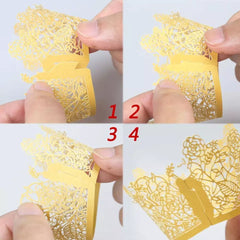 LASER CUT FLOWERS WITH LEAVES CUPCAKE CAGES/WRAPPERS  - {12 Pcs}