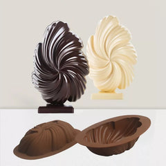 SPIRAL RIDGES 3D LARGE EGG CHOCOLATE MOULD 2PC SET
