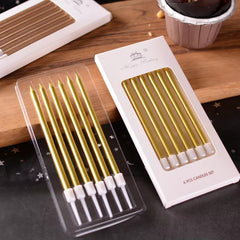 STRAIGHT METALLIC BIRTHDAY CANDLES 6PCS