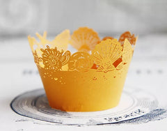 LASER CUT SEA SHELLS CUPCAKE CAGES/WRAPPERS - {12 Pcs}