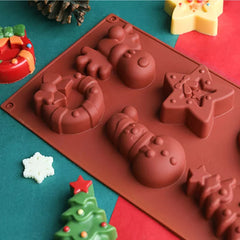 LARGE CHRISTMAS THEMED CHOCOLATE MOULD 6 CAVITY