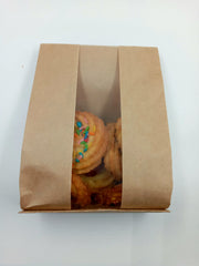 PLAIN BROWN GUSETTED COOKIE BAGS WITH WINDOW (NON POLYCOATED)