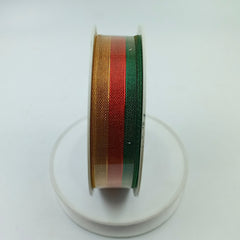 SHINY CHRISTMAS THEMED STRIPES MESH RIBBON 1 INCH
