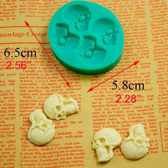 HALLOWEEN TINY SKULLS/SKELETON HEAD MOULD 4 PCS