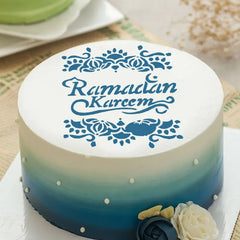 RAMADAN KAREEM MESSAGE WITH FLOWERS CAKE STENCIL
