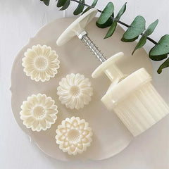 DAISIES COOKIE/DIWALI SWEETS/MOON CAKES PLUNGER MOULD 4PCS