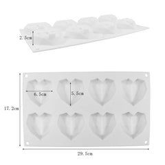MEDIUM GEO HEART/ORIGAMI LOVE HEARTS CHOCOLATE MOUSSE MOULD 8 PCS