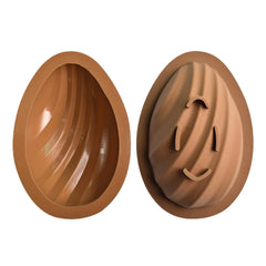 LARGE RIDGES 3D LARGE EGG CHOCOLATE MOULD 2PC SET