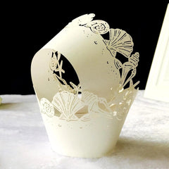 LASER CUT SEA SHELLS CUPCAKE CAGES/WRAPPERS - {12 Pcs}