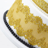 FLOWERS WITH MESH CAKE LACE MAT (SCALLOPED)