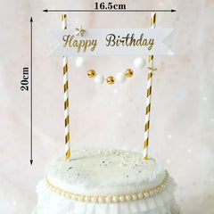 HAPPY BIRTHDAY BANNER PAPER CAKE TOPPER