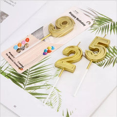 GOLDEN HAPPY BIRTHDAY NUMBER CANDLES