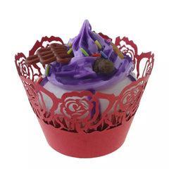 LASER CUT LARGE ROSES CUPCAKE CAGES/WRAPPERS  - {12 Pcs}