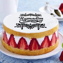 RAMADAN KAREEM MESSAGE WITH FLOWERS CAKE STENCIL