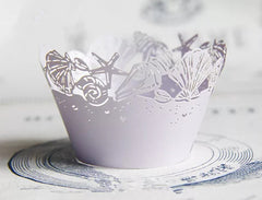 LASER CUT SEA SHELLS CUPCAKE CAGES/WRAPPERS - {12 Pcs}
