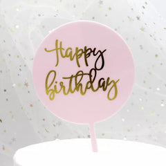 ROUND ACRYLIC HAPPY BIRTHDAY TOPPERS