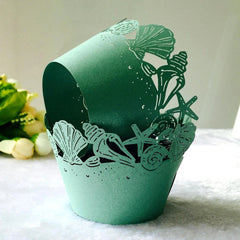 LASER CUT SEA SHELLS CUPCAKE CAGES/WRAPPERS - {12 Pcs}