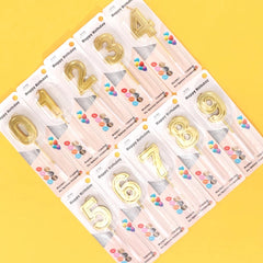 GOLDEN HAPPY BIRTHDAY NUMBER CANDLES