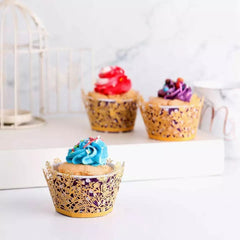 LASER CUT FLOWERS WITH LEAVES CUPCAKE CAGES/WRAPPERS  - {12 Pcs}