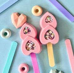 MINI DOUBLE HEARTS CAKESICLES/ICE POP/LOLLIPOP MOULD 4 PCS