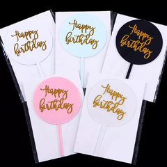 ROUND ACRYLIC HAPPY BIRTHDAY TOPPERS
