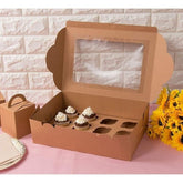 BROWN CUPCAKE BOXES/HOLDERS WITH WINDOW