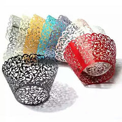 LASER CUT FILIGREE VINE CUPCAKE CAGES/WRAPPERS (12PCS)