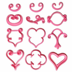 FONDANT/CREAM EMBOSSERS DOODLE FLOWER IMPRINTS SET 12 Pc {PINK}