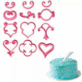 FONDANT/CREAM EMBOSSERS DOODLE FLOWER IMPRINTS SET 12 Pc {PINK}