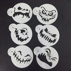 MEDIUM HALLOWEEN THEMED GHOST FACES CAKE STENCIL SET 6PCS