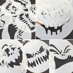 MEDIUM HALLOWEEN THEMED GHOST FACES CAKE STENCIL SET 6PCS