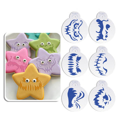 MEDIUM HALLOWEEN THEMED GHOST FACES CAKE STENCIL SET 6PCS