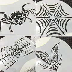 MEDIUM HALLOWEEN SPIDERS THEMED STENCIL SET