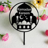 ACRYLIC MOSQUE WITH RAMADAN KAREEM MESSAGE CAKE TOPPER 1Pcs