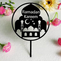 ACRYLIC MOSQUE WITH RAMADAN KAREEM MESSAGE CAKE TOPPER 1Pcs