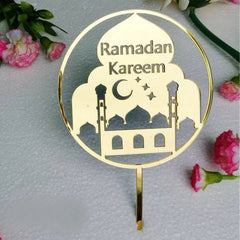 ACRYLIC MOSQUE WITH RAMADAN KAREEM MESSAGE CAKE TOPPER 1Pcs