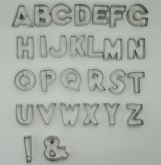 LARGE METALLIC ALPHABET COOKIE CUTTER SET 28PCS