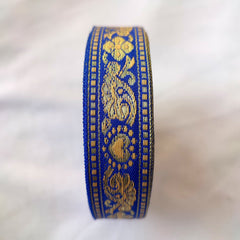 JACQUARD RIBBON (GOLD & ROYAL BLUE) (2 CM)