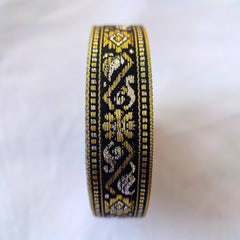 JACQUARD RIBBON (BLACK & GOLD & SILVER)