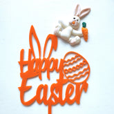 HAPPY EASTER WITH BUNNY EAR AND EGG ACRYLIC TOPPER