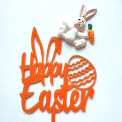 HAPPY EASTER WITH BUNNY EAR AND EGG ACRYLIC TOPPER