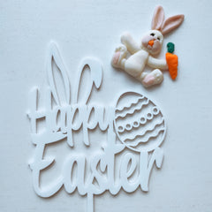 HAPPY EASTER WITH BUNNY EAR AND EGG ACRYLIC TOPPER