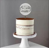 ROUND HAPPY BIRTHDAY CAKE TOPPER WITH ACRYLIC PAINT EDGES