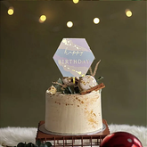 HEXAGON HAPPY BIRTHDAY CAKE TOPPER WITH ACRYLIC PAINT AND GOLD FOIL