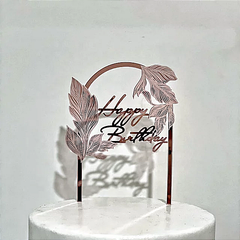 FEATHERS LASER ENGRAVED HAPPY BIRTHDAY CAKE TOPPER