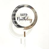 ROUND LASER ENGRAVED HAPPY BIRTHDAY CAKE TOPPER